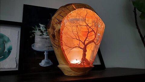 "Tree of Life". Resin, wire tree and cherry wood vase. Wood turning on the lathe. ArtForOUR.org