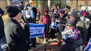 Israel supporters protest new Israeli government outside Israeli Embassy in Washington DC.