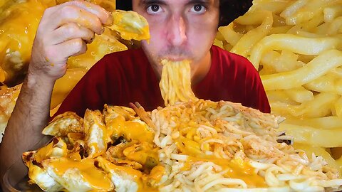 CHEESE SAUCE DUMPLING THICC NOODLE MESSY FEAST ! * ASMR NO TALKING * | NOMNOMSAMMIEBOY