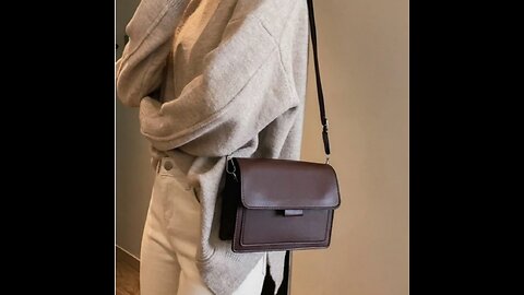 Shoulder Bag Ins Versatile Wide Shoulder Strap Small Square Bag Retro Pu Leather Crossbody Bag