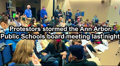 Protestors stormed the Ann Arbor Public Schools board meeting last night