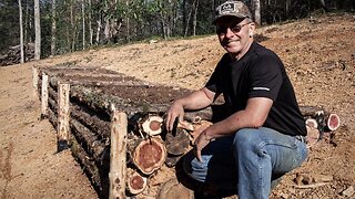 S2 EP20 | WOODWORK | BUILDING A RETAINING/GARDEN WALL FOR THE TIMBER FRAME CABIN | CAMPFIRE COOKOUT