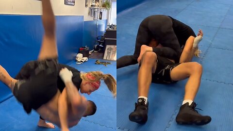 Kayla Harrison Tosses Alex Pereira to The Ground in Sparring