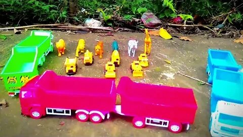 Long Truck Full of Toys, Car Toy Excavator, Ambulance Car Toy, Bus, Police, Firefighter