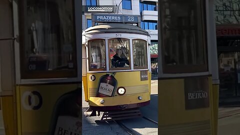 Lisbon Famous Yellow Trams E12 E18 E28 in narrow streets 2023 #trams #railfans #shorts