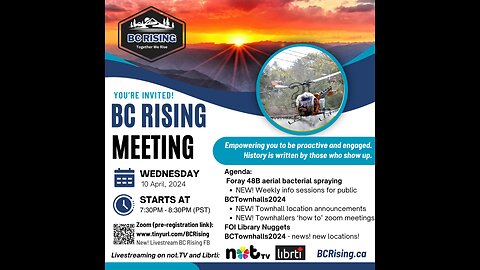 BC Rising - Wed, Apr 10, 2024 Meeting - Foray 48B Aerial Spray, BCTownhalls2024.ca