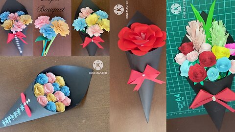 Paper flowers bouquets. Simple and beautiful make at easy way.