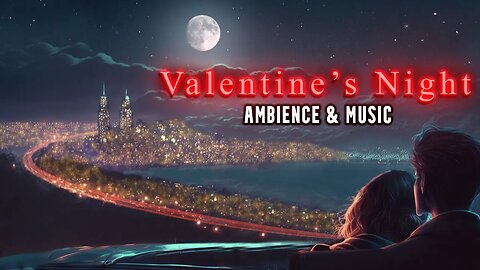 Moonlight Romance | Ambience & Music | Romantic Night Overlooking The City On Valentine's Day