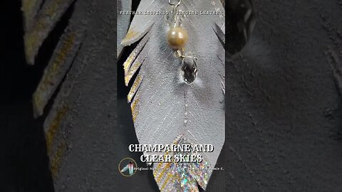 CHAMPAGNE AND CLEAR SKIES, 4 inch, leather feather earrings pair