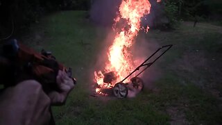 AK47 vs flaming mower