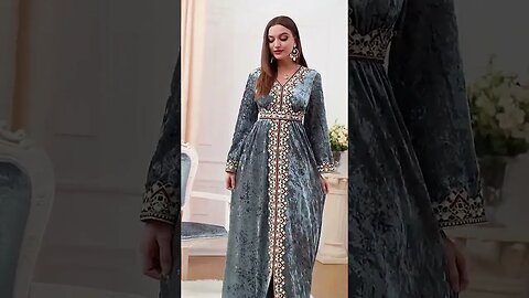 Velvet Muslim Dress Women Abaya Embroidery Morocco Party | ʟɪɴᴋ ɪɴ ᴛʜᴇ ᴅᴇꜱᴄʀɪᴘᴛɪᴏɴ 👇 ᴛᴏ ʙᴜʏ