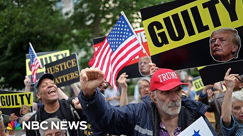 Crowd reacts after Trump found guilty on all counts