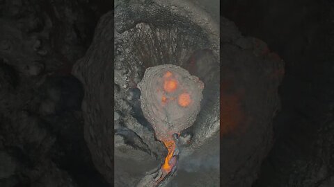 Volcanic eruption, top view