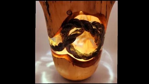 "Frayed Knot" Wood and Resin Turning. Vase with rope, resin and willow wood. O.U.R.