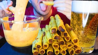 SPICY CHEESE SAUCE CRUNCHY TAQUITOS FEAST * ASMR NO TALKING * | NOMNOMSAMMIEBOY