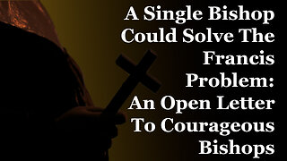 A Single Bishop Could Solve The Francis Problem: An Open Letter To Courageous Bishops