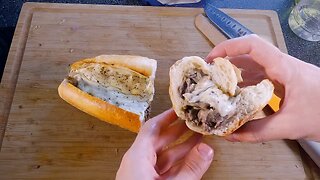 Ultimate Cheese Steak Sandwich with Mushroom Sauce