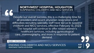 Northwest Medical Center Houghton stopping childbirth and NICU services