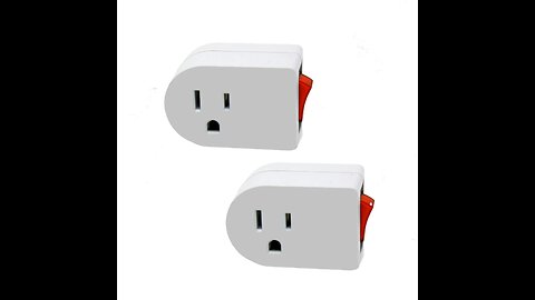 Wideskall White Grounded OnOff Power Switch with Red Light 3 Prong AC Wall Plug Tap Adapter E...