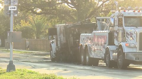 Edison Avenue reopens after street sweeper truck catches on fire