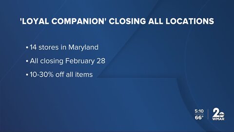 Loyal Companion pet store closing all 14 Maryland locations