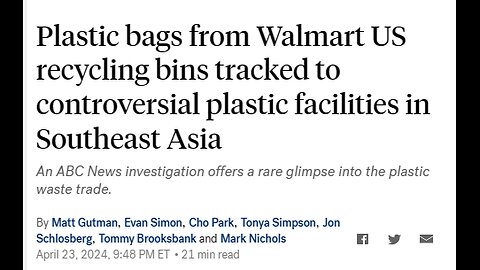 ABC NEWS TRACKED PLASTIC BAGS RECYCLING - THEY ENDED UP IN SOUTHEAST ASIA
