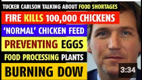 Fire kills 100,000 chickens, chicken feed preventing egg laying, food shortages, Tucker Carlson