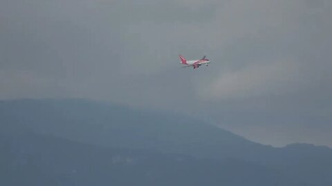 London Gatwick Flight Landing at Gibraltar Airport, View from Terminal EZY8901