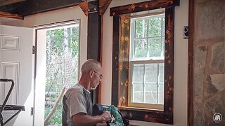 BUILDING AN OFF GRID TIMBER FRAME CABIN | STONEWORK & INSIDE TRIM FOR THE CABIN