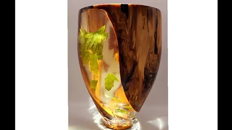 "Change" How to make a wood resin Vase with leaves. Spring & Fall transition depicted in ceder