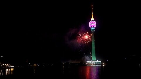 Lotus tower with fireworks....