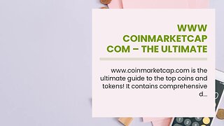 Www Coinmarketcap Com – The Ultimate Guide to the Top Coins and Tokens!