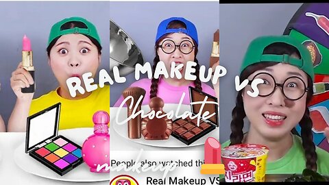 Real Makeup Vs Chocolate Makeup Challenge donae
