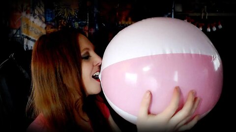 Blowing Up a Pink and White Beachball for Valentine's Day (AGAIN!)💟| Inflatable ASMR