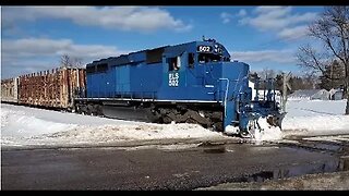 Lone SD40 Pulls Freight Southbound After Fresh Snow Overnight #trains #trainvideo | Jason Asselin