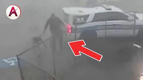 CCTV: Police officer rescues his dog in Texas tornado