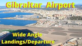 Wide Angle View Landing & Departures at Gibraltar Airport