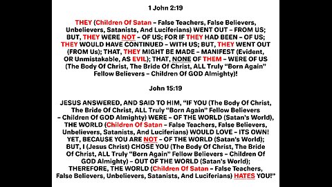 THE CONGREGATION OF SATAN (98% Of The So-Called, “Church” TODAY)!