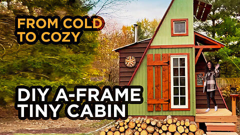 TOUR & BUILD UPDATE: Tiny A-Frame Cabin Built From Scratch