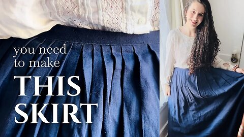 How to Sew a Long Pleated Skirt With NO Pattern | Beginner Historical Sewing