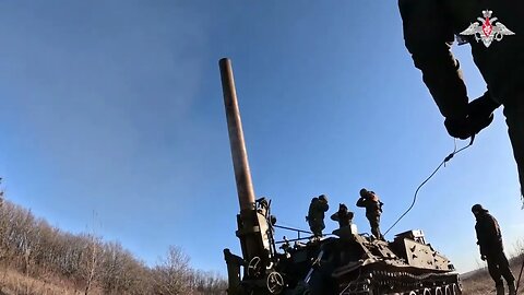 The world's largest mortar Russian 240mm Tyulpan obliterate Ukrainian trenches in Kremennaya