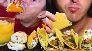 CHEESE SAUCE TACO BELL VS. HOMEMADE TACOS EATING SOUNDS * asmr mukbang no talking *