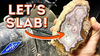 Cutting a LAGUNA AGATE into slabs w/ 10" lapidary saw!