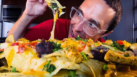 Cheesy Chicken Nachos ! * Asmr whisper Mukbang *