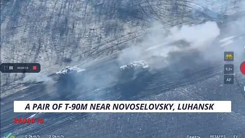 A pair of Russian T-90M attack AFU positions near Novoselovsky, Luhansk | Ukraine War