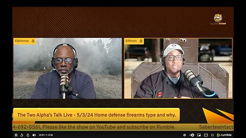 The Two Alpha's Talk Live - 5/3/24 Home defense firearms type and why.