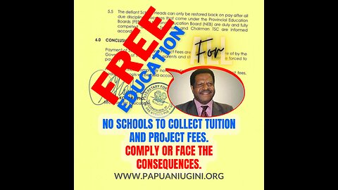 FULL SCHOOL FEES FOR ALL STUDENT FROM ELEMENTARY TO SECONDARY SCHOOLS TO BE PAID BY THE GOVERNMENT.