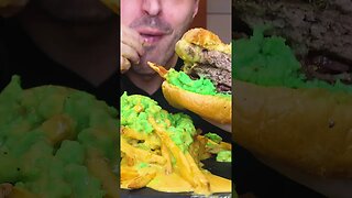 Green Eggs and HAMburger + bacon cheese fries #shorts