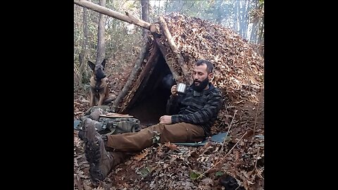 Outdoor cooking at my bushcraft shelter