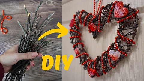 How I Made a Heart in 30 Minutes from Birch Sticks / DIY / Valentine's Day